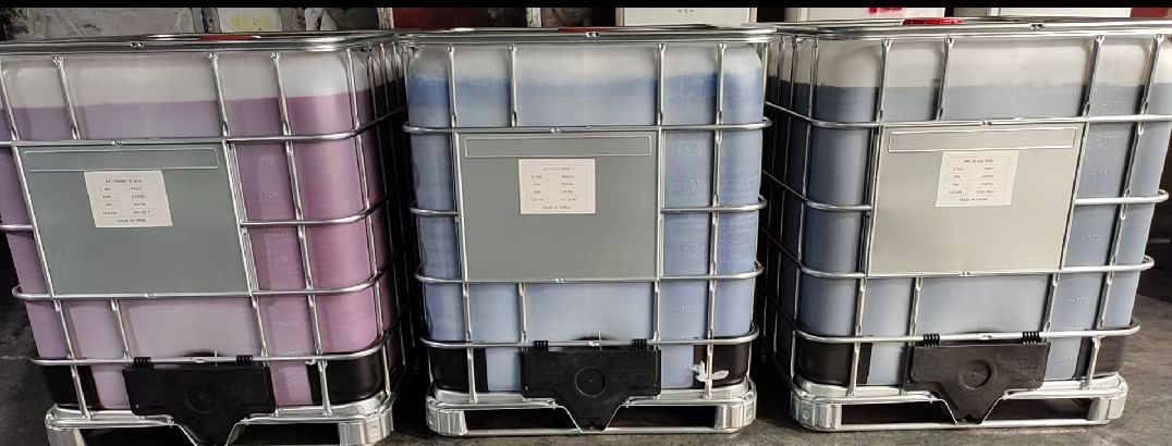 Multiple colour grades of water-based inkjet pigment dispersion packed in IBC containers
